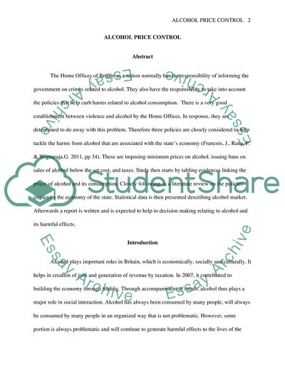 Alcohol Price Control