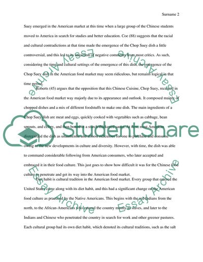 Chinese Food in the United States ( Food as Culture)