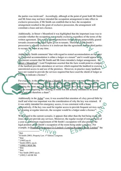 Landlord and Tenant Law Lease or Licence