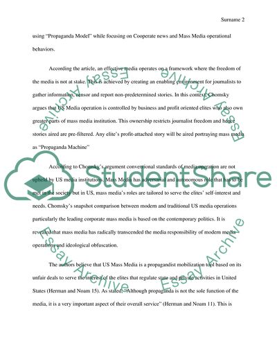 US Mass Media as a Propaganda Machine