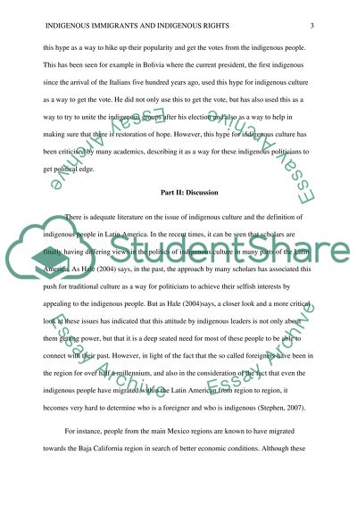 INDIGENOUS IMMIGRANTS and INDIGENOUS RIGHTS