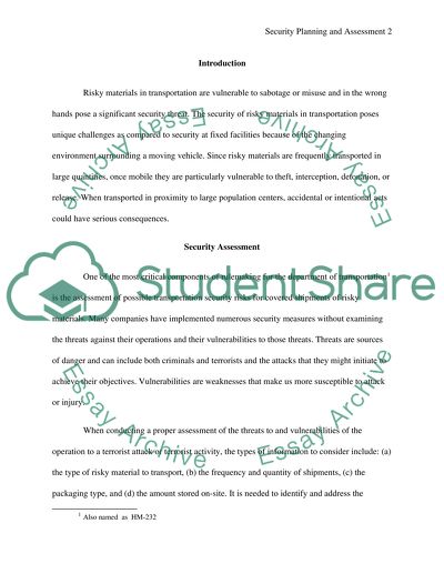Security Planning and Assessment
