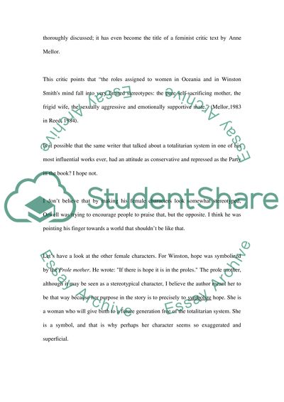 The Stereotypical Image of a Woman in Orwells Nineteen Eighty Four