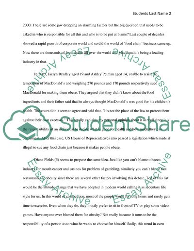 Are We Taking It Too Far by Blaming Fast Food Restaurants for Obesity