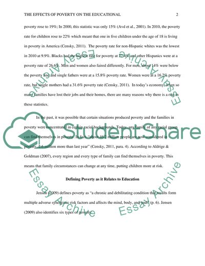 The effects of poverty on the educational system of children