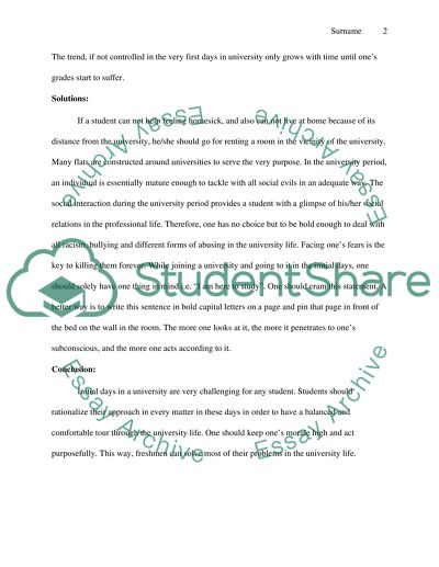 Freshmen in the University (problem and solution)