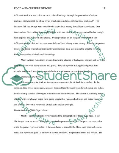 Food and Culture Report