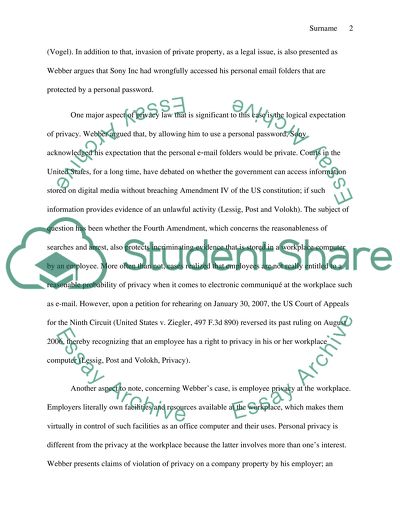 Law and Ethics of Digital Media: Privacy Law Hypothetical