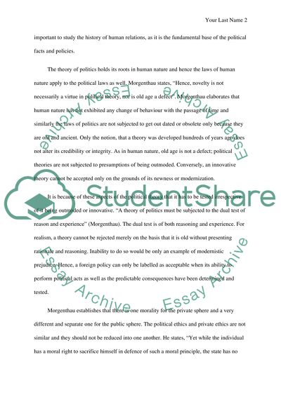 The Six Principles of Political Realism by Hans Morgenthau