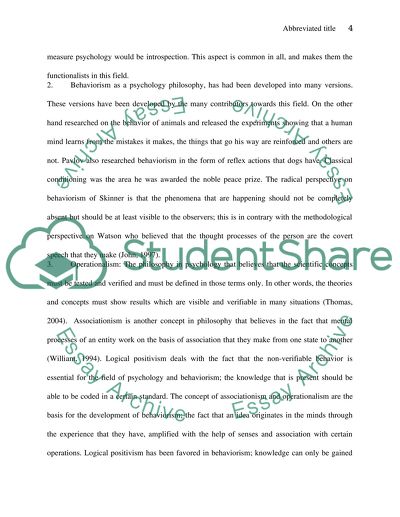 History of Psychology: Functionalism, Behavioralism, Operationalism and Cognitive Theory