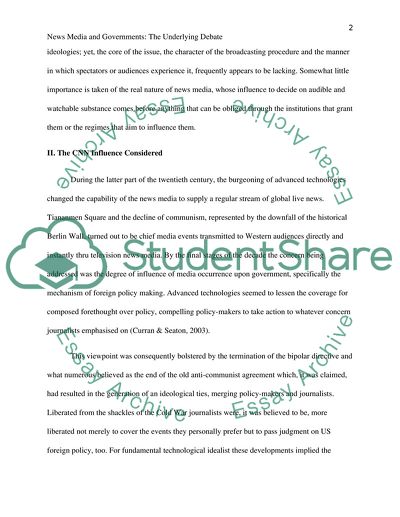 News Media and Governments: The Underlying Debate, CNN and BBC