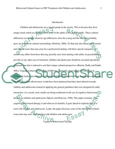 Ethical and Cultural Issues in CBT Treatment with Children