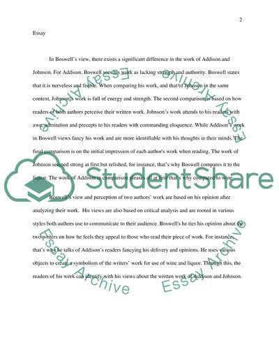 Boswells Views About the Written Work of Addison and Johnson