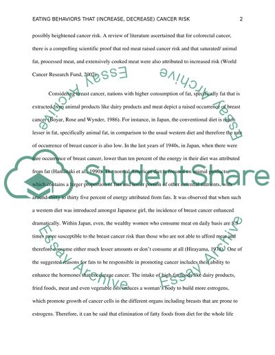 Eating behaviors that (increase,decrease) cancer risk