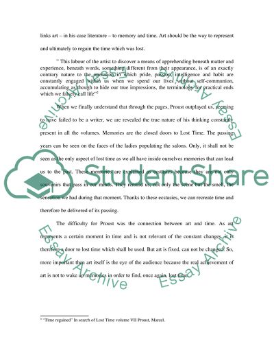 Discuss Prousts theory of memory and time using specific examples of Time regained