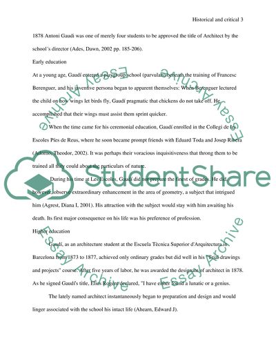 Antonio Gaudi and His Historical and Critical Background