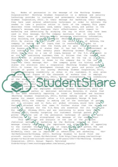 Modes of Persuasion in the Message of the Northrop Grumman Corporation