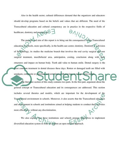 Transcultural Education in Dental Schools