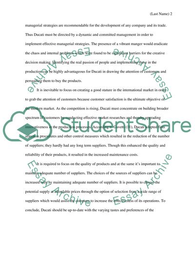 Alternative strategies for Ducati