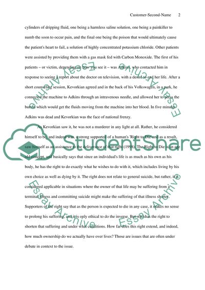 Ethical and Moral considerations of Dr. Kevorkian