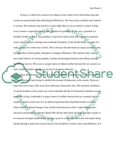 Ethical Dilemma between U.S. and Iraq