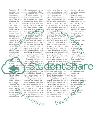 Challenges in Transforming Bankco into a Learning Company