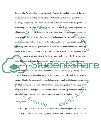 Withdrawal reflex and habituation in the garden snail