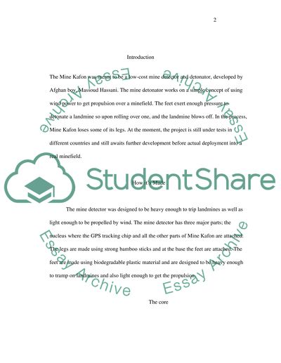 Mine Kafon Developed by Massoud Hassani