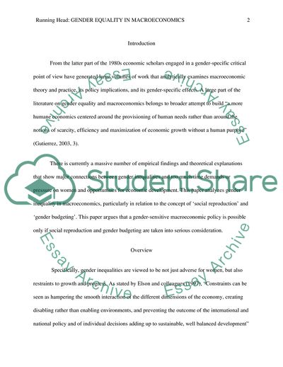 Gendering Macroeconomics: The Challenge of Promoting Gender Equality