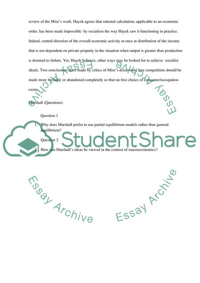 Hayek and alfred marshal