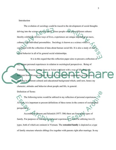 Reflecting on Personal Life Experiences Utilizing Sociological Perspectives