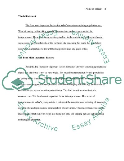 Identifying Important Factors of the Twenty-Something Generation