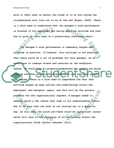 Attitude and Its Effect on a Managers Work Performance