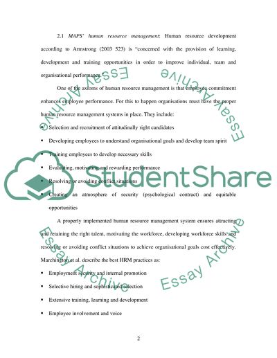 HRM Issues at MAPS Ltd