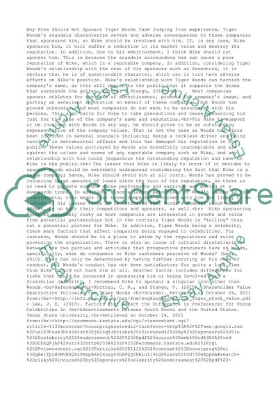 The reason why Nike should not sponsor Tiger Woods