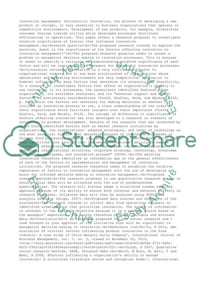 Innovation / innovation management (firm, sector, country, or specific process)