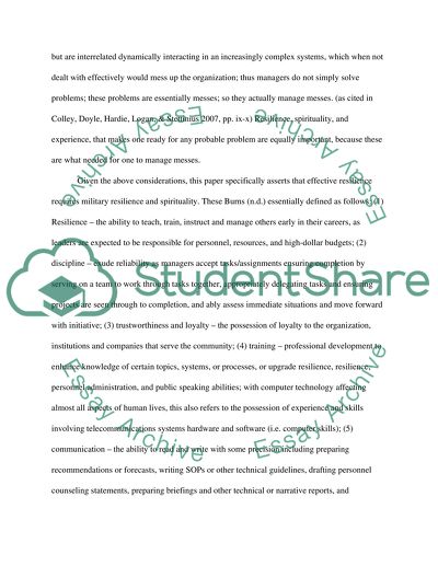 Resilience and Spirituality in the Military