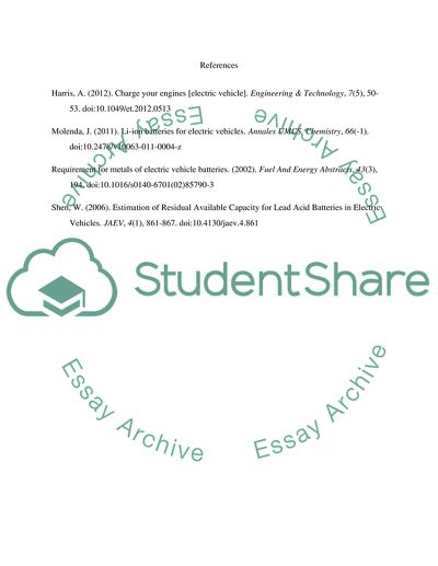 One page summary of latest technology in battery for electric vehicles