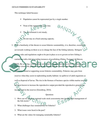 It is a discussion post about ocean fisheries sustainability