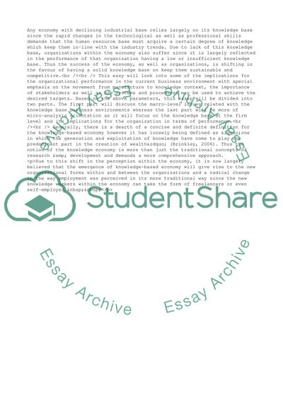 Knowledge Based Business Environment