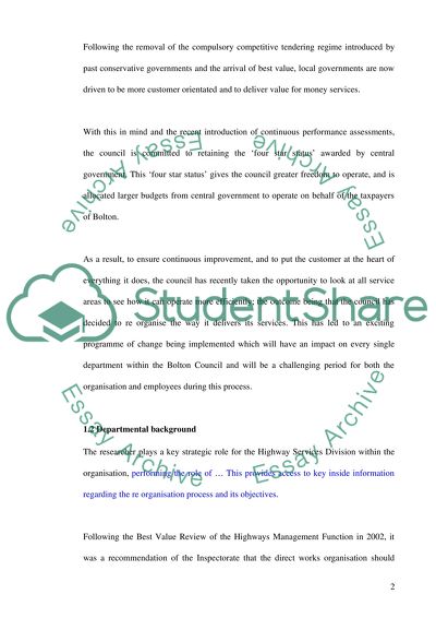 Organisational change/culture