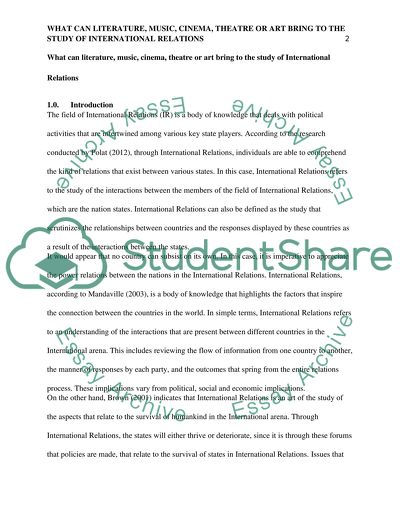 What can literature, music, cinema, theatre or art bring to the study of International Relations