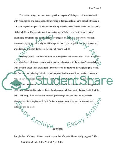 Children of Older Men at Greater Risk of Mental Illness