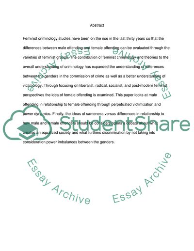 Feminist Criminology Perspectives and the Female Offender