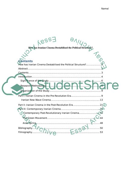 How has Iranian Cinema Destabilised the Political Structure