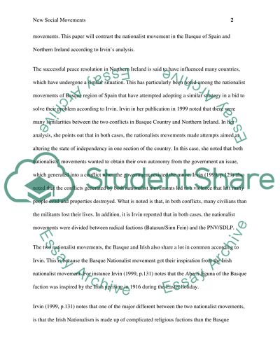 Nationalist Movements in the Basque Region of Spain and Northern Ireland