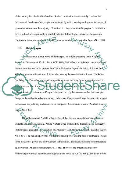 Articles Published by the Anti-federalist and Federalists