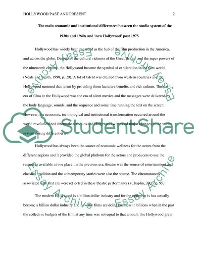 Differences between the Studio System of the 1930s and 1940s and New Hollywood Post 1975