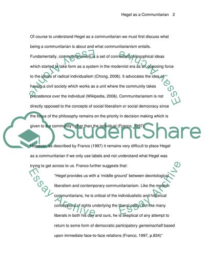 To what extent, if at all, might hegel be described as a communitarian