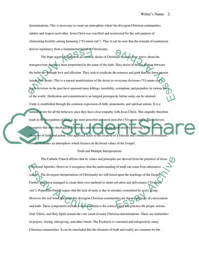 Problem of Unity Between Christian Communities